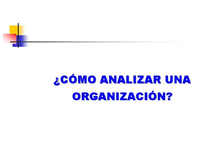 ¿CÓMO ANALIZAR UNA ORGANIZACIÓN? 