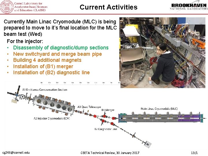 Current Activities Currently Main Linac Cryomodule (MLC) is being prepared to move to it’s
