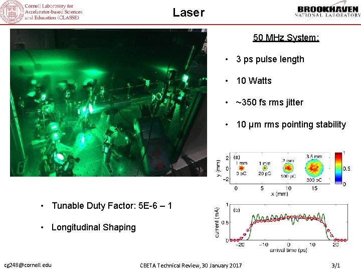 Laser 50 MHz System: • 3 ps pulse length • 10 Watts • ~350