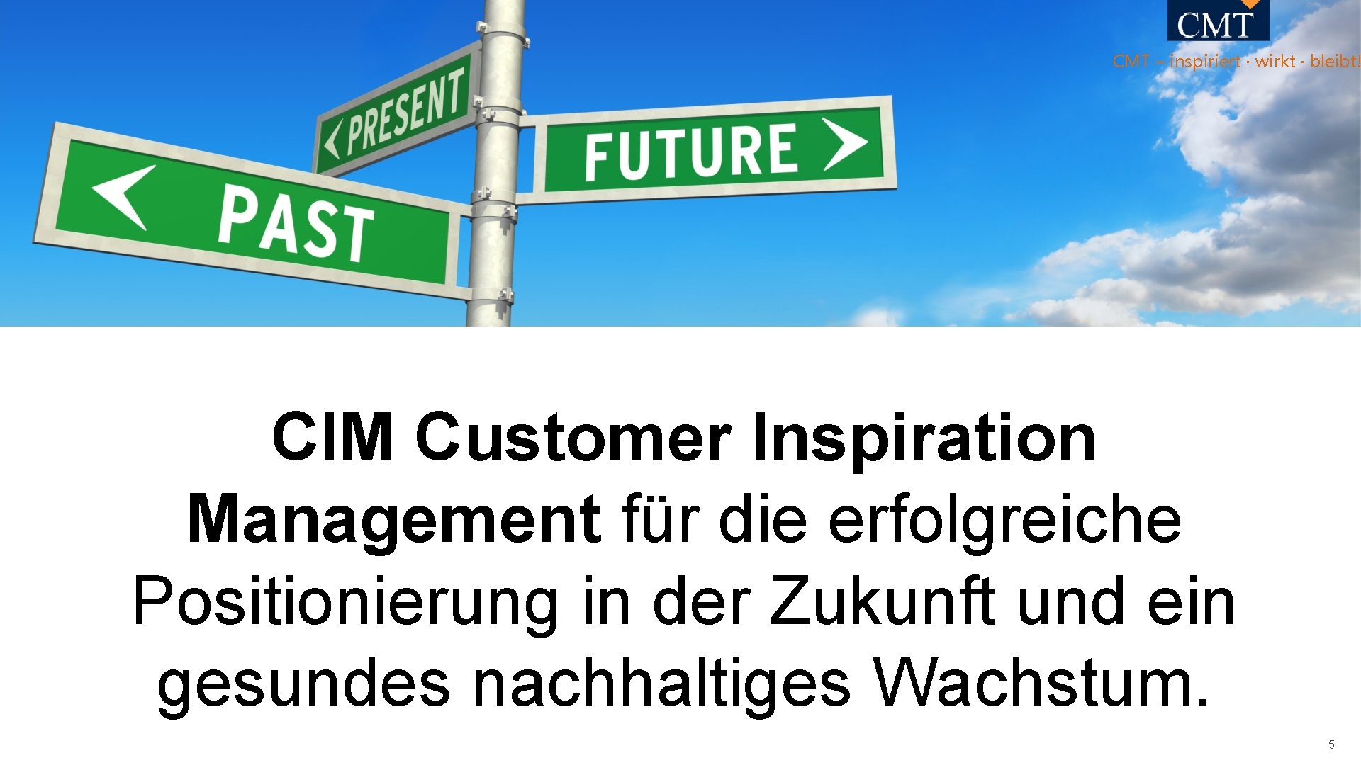 CMT – inspiriert · wirkt · bleibt! CIM Customer Inspiration Management für die erfolgreiche CMT – inspiriert · wirkt · bleibt! CIM Customer Inspiration Management für die erfolgreiche