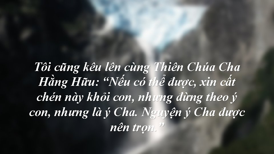 Tôi cũng kêu lên cùng Thiên Chúa Cha Hằng Hữu: “Nếu có thể được,