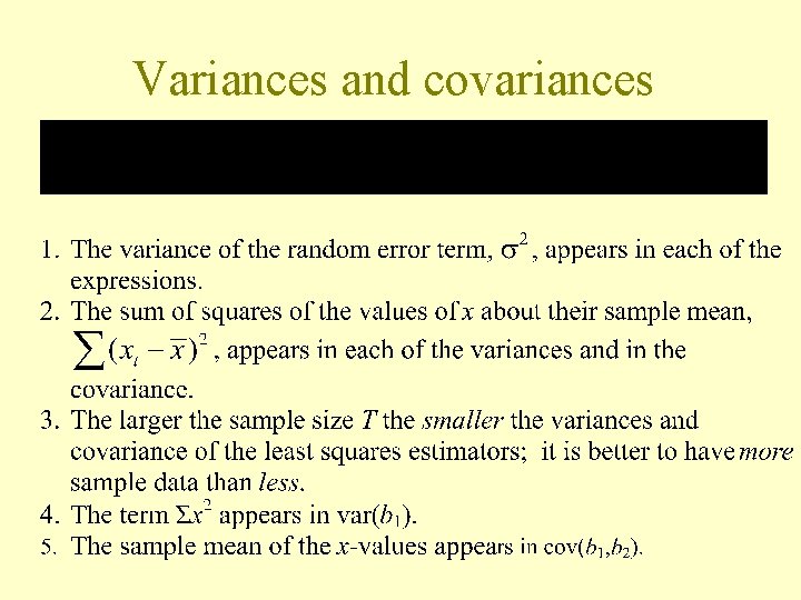 Variances and covariances 