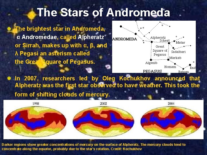 The Stars of Andromeda The brightest star in Andromeda, α Andromedae, called Alpheratz or