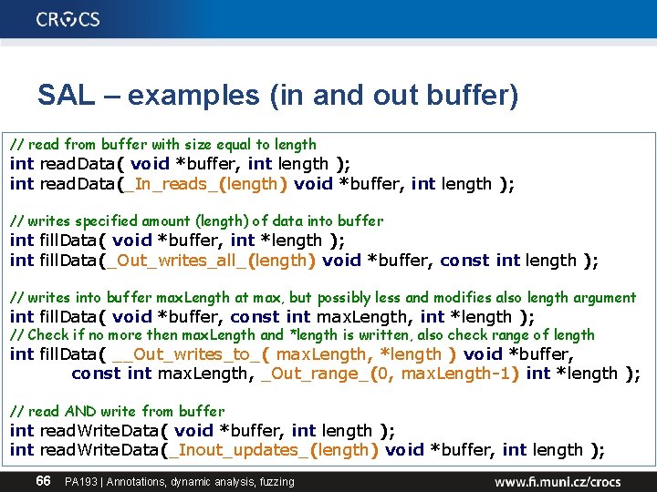 SAL – examples (in and out buffer) // read from buffer with size equal
