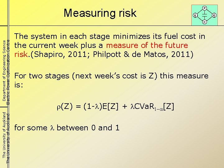 The University of Auckland Department of Engineering Science Electric Power Optimization Centre Measuring risk