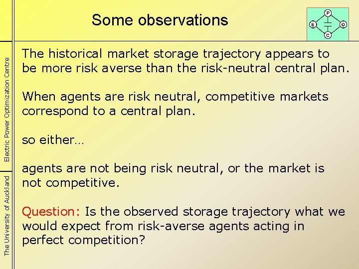 The University of Auckland Electric Power Optimization Centre Some observations The historical market storage