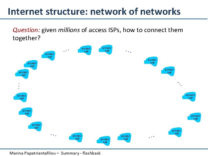 Internet structure: network of networks Question: given millions of access ISPs, how to connect