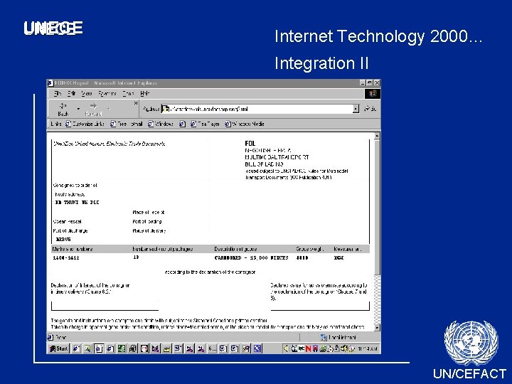 UNECE Internet Technology 2000… Integration II UN/CEFACT UNECE Internet Technology 2000… Integration II UN/CEFACT