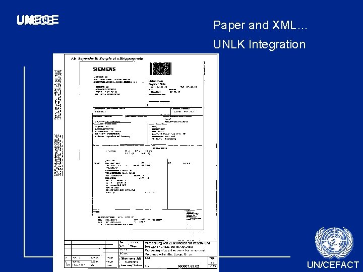 UNECE Paper and XML… UNLK Integration UN/CEFACT UNECE Paper and XML… UNLK Integration UN/CEFACT