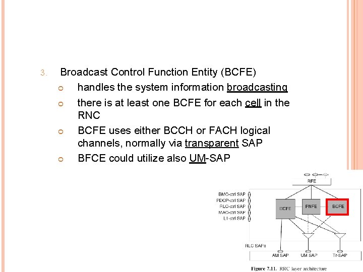 3. Broadcast Control Function Entity (BCFE) handles the system information broadcasting there is at