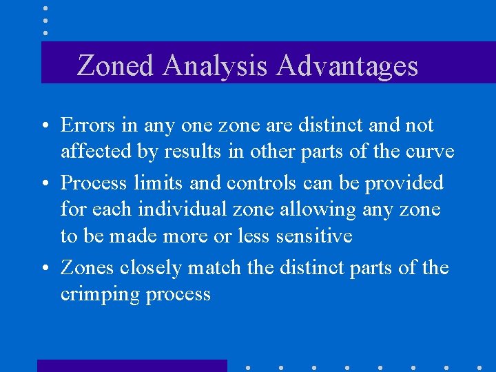 Zoned Analysis Advantages • Errors in any one zone are distinct and not affected