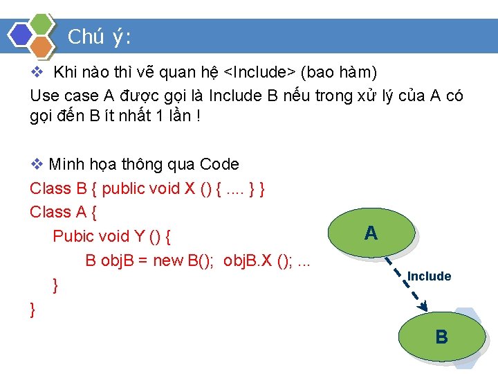 Chú ý: v Khi nào thì vẽ quan hệ <Include> (bao hàm) Use case