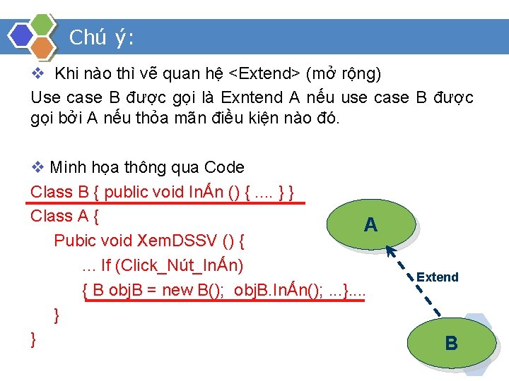 Chú ý: v Khi nào thì vẽ quan hệ <Extend> (mở rộng) Use case