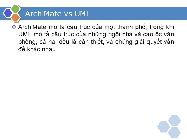 Archi. Mate vs UML v Archi. Mate mô tả cấu trúc của một thành