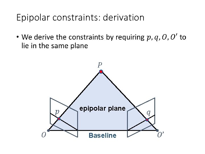 Epipolar constraints: derivation • epipolar plane Baseline 