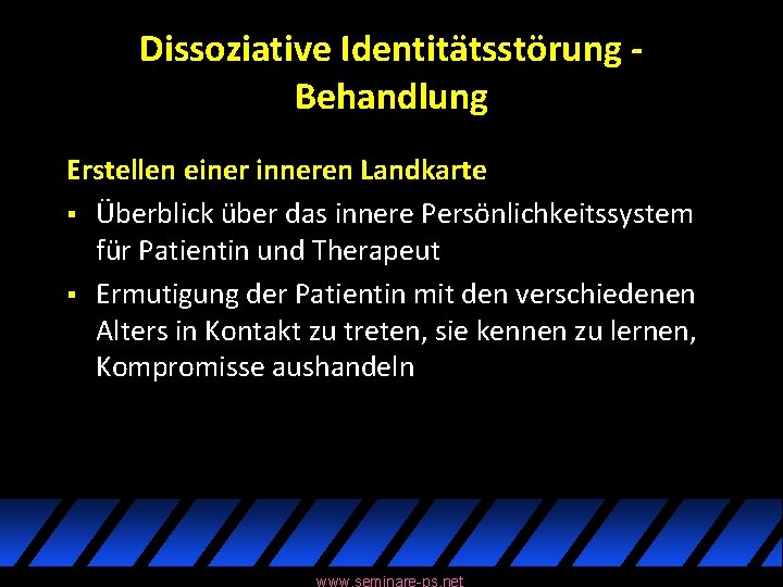 Dissoziative Identitätsstörung Behandlung Erstellen einer inneren Landkarte § Überblick über das innere Persönlichkeitssystem für