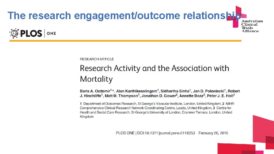 The research engagement/outcome relationship 