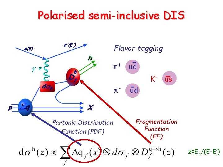 Polarised semi-inclusive DIS Flavor tagging p+ ud K- p- Partonic Distribution Function (PDF) us