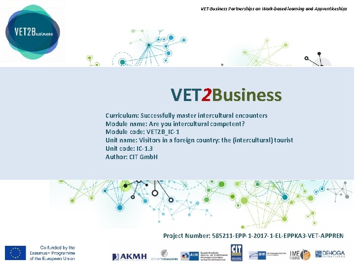 VET-Business Partnerships on Work-based learning and Apprenticeships VET 2 Business Curriculum: Successfully master intercultural