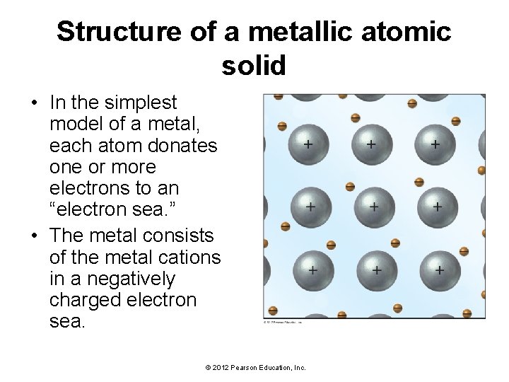 Structure of a metallic atomic solid • In the simplest model of a metal,