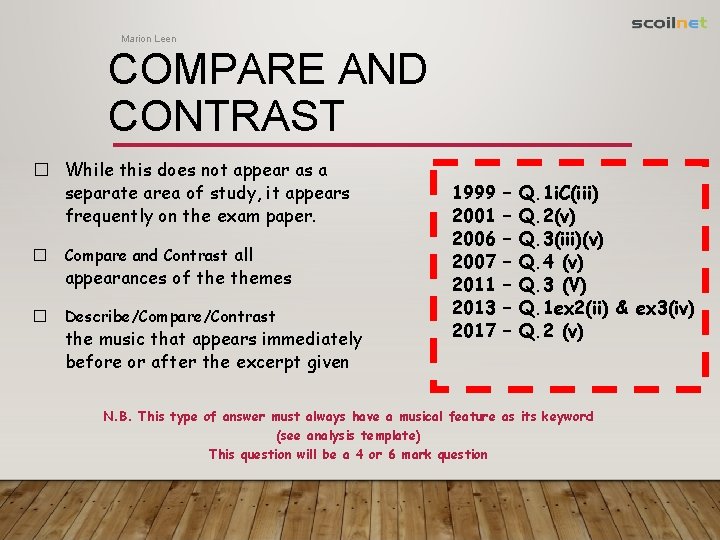 Marion Leen COMPARE AND CONTRAST � While this does not appear as a separate