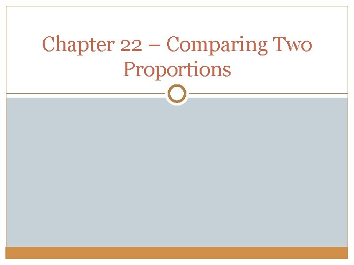 Chapter 22 – Comparing Two Proportions 