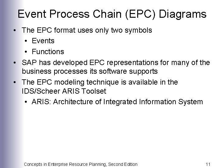 Event Process Chain (EPC) Diagrams • The EPC format uses only two symbols •