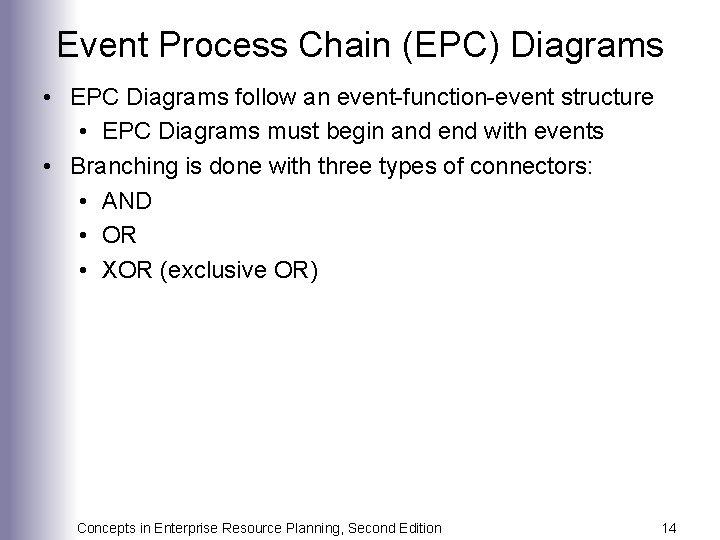 Event Process Chain (EPC) Diagrams • EPC Diagrams follow an event-function-event structure • EPC