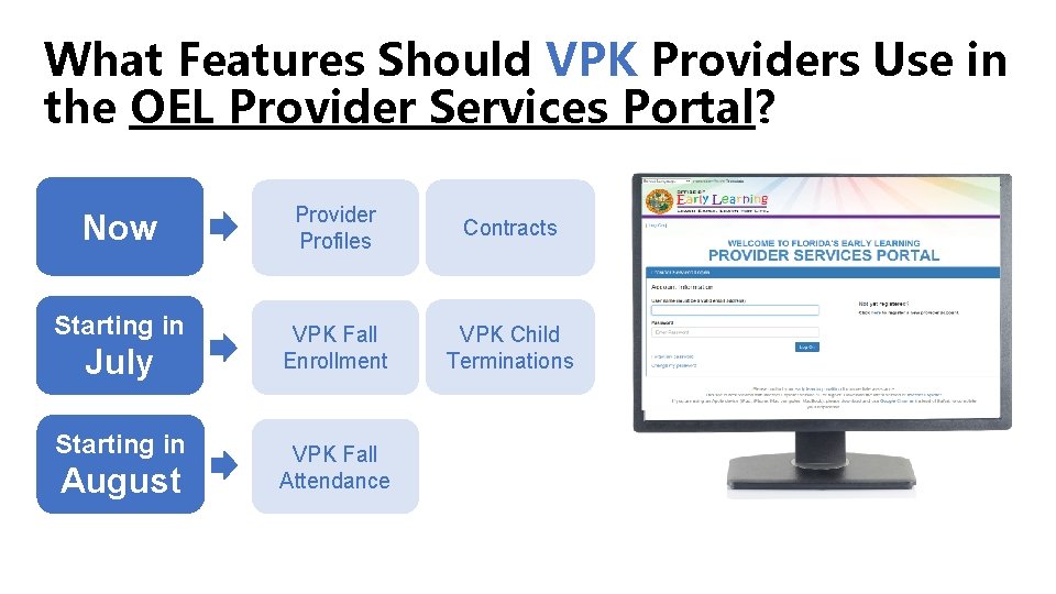 What Features Should VPK Providers Use in the OEL Provider Services Portal? Now Starting