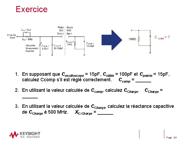 Exercice C Load = ? 1. En supposant que Coscilloscope = 15 p. F,