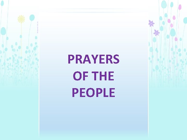 PRAYERS OF THE PEOPLE 