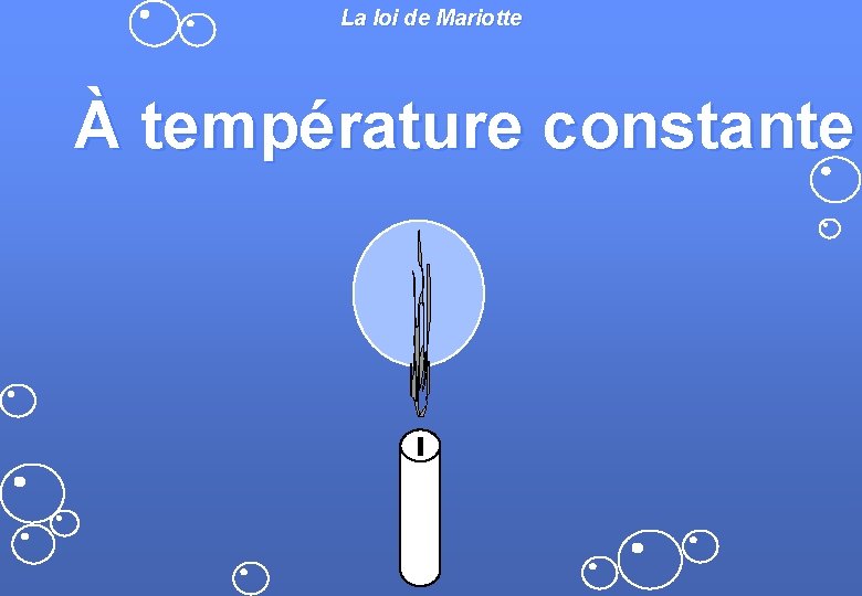 La loi de Mariotte À température constante La loi de Mariotte À température constante