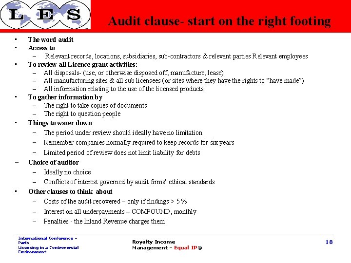 Audit clause- start on the right footing • • • − • The word