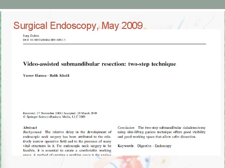 Surgical Endoscopy, May 2009 