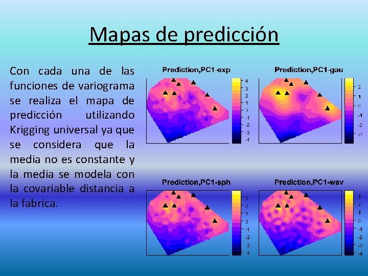 Mapas de predicción Con cada una de las funciones de variograma se realiza el