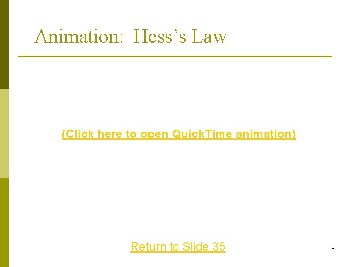 Animation: Hess’s Law (Click here to open Quick. Time animation) Return to Slide 35