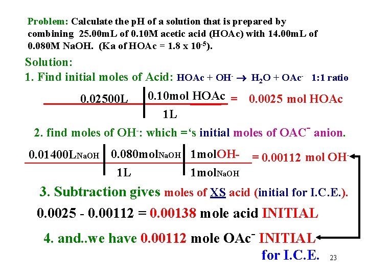 Problem: Calculate the p. H of a solution that is prepared by combining 25.