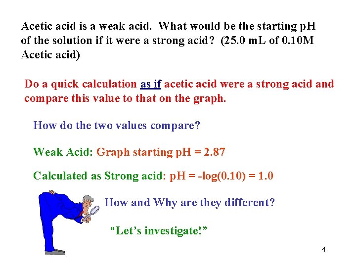 Acetic acid is a weak acid. What would be the starting p. H of