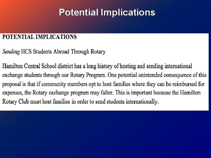 Potential Implications 