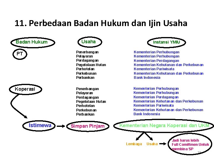 11. Perbedaan Badan Hukum dan Ijin Usaha Badan Hukum PT Koperasi Istimewa Usaha Instansi