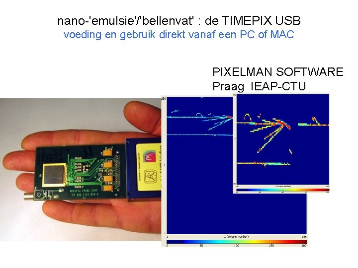 nano-'emulsie'/'bellenvat' : de TIMEPIX USB voeding en gebruik direkt vanaf een PC of MAC