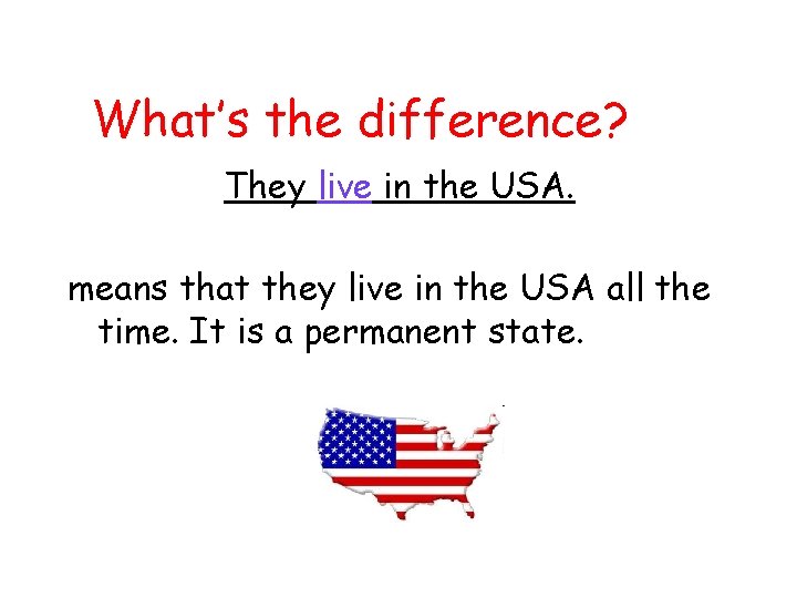 What’s the difference? They live in the USA. means that they live in the