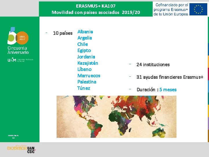 ERASMUS+ KA 107 Movilidad con países asociados 2019/20 - www. uam. es 10 países