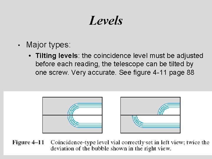 Levels • Major types: • Tilting levels: the coincidence level must be adjusted before Levels • Major types: • Tilting levels: the coincidence level must be adjusted before