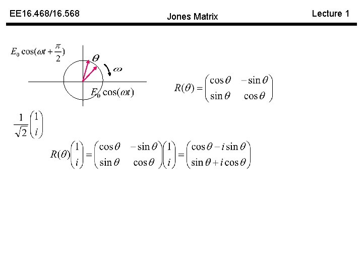 EE 16. 468/16. 568 Jones Matrix Lecture 1 