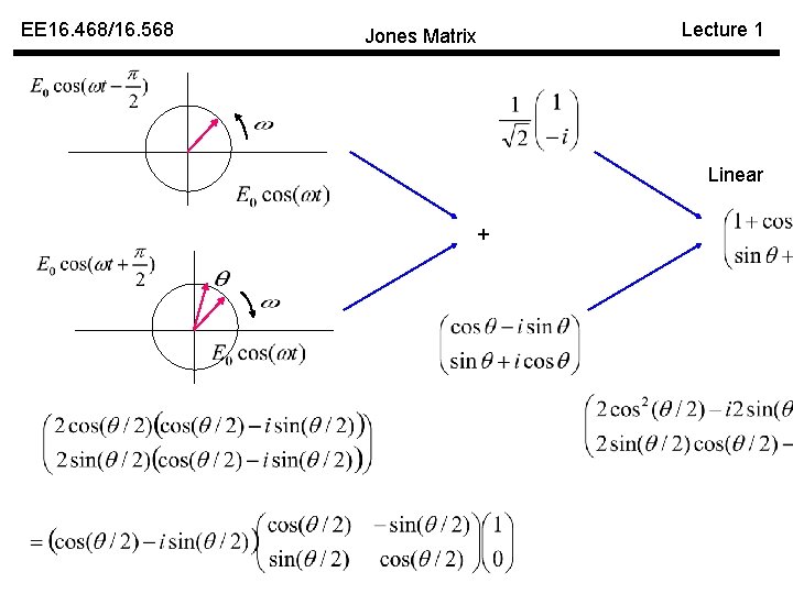 EE 16. 468/16. 568 Jones Matrix Lecture 1 Linear + 