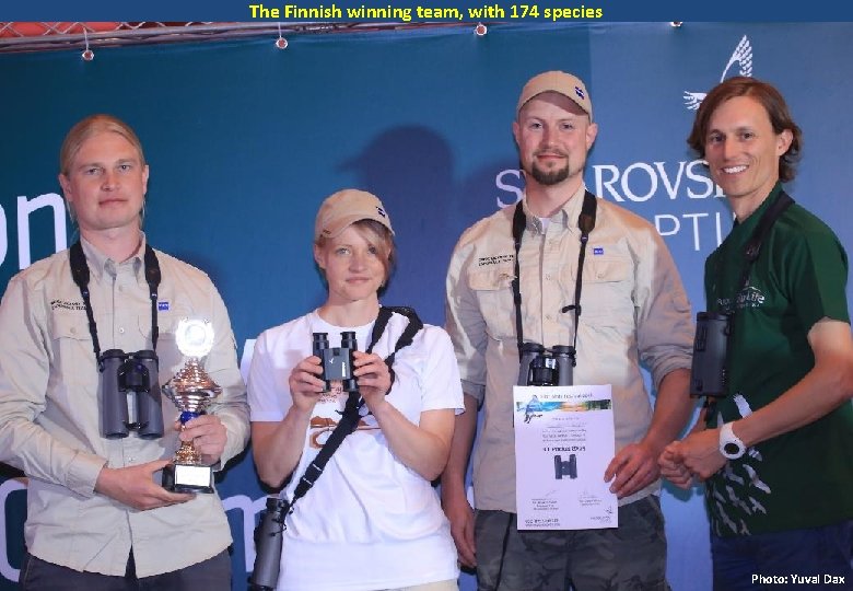 The Finnish winning team, with 174 species Photo: Yuval Dax 