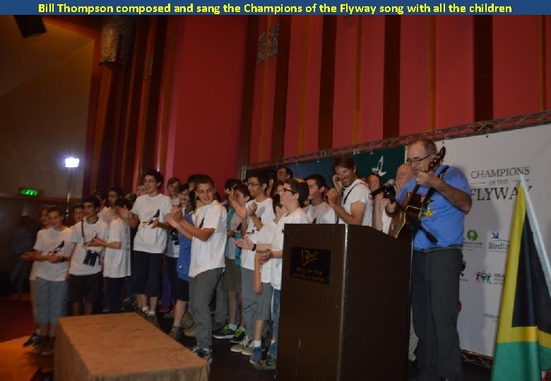 Bill Thompson composed and sang the Champions of the Flyway song with all the