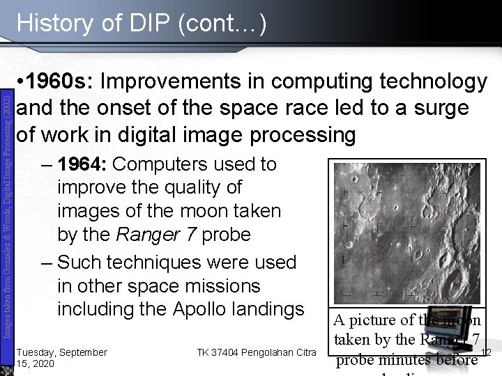 Images taken from Gonzalez & Woods, Digital Image Processing (2002) History of DIP (cont…)