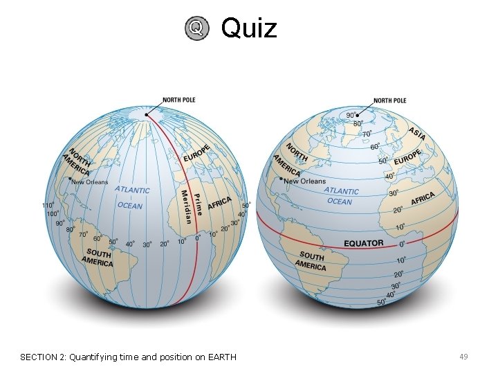 Quiz SECTION 2: Quantifying time and position on EARTH 49 